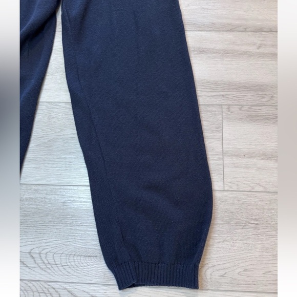 Brazeau Tricot Knit Overall Jumpsuit Sz S Made In USA Navy Blue Cotton Lux Boho - Picture 6 of 11